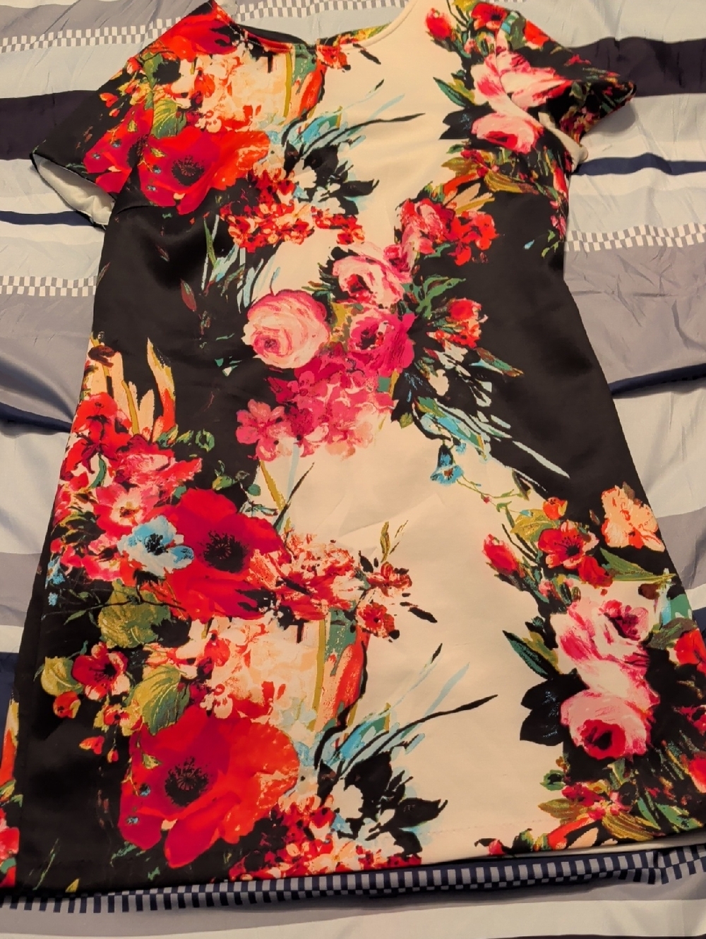 Studio One Floral Mini Dress - Black, White & Pink